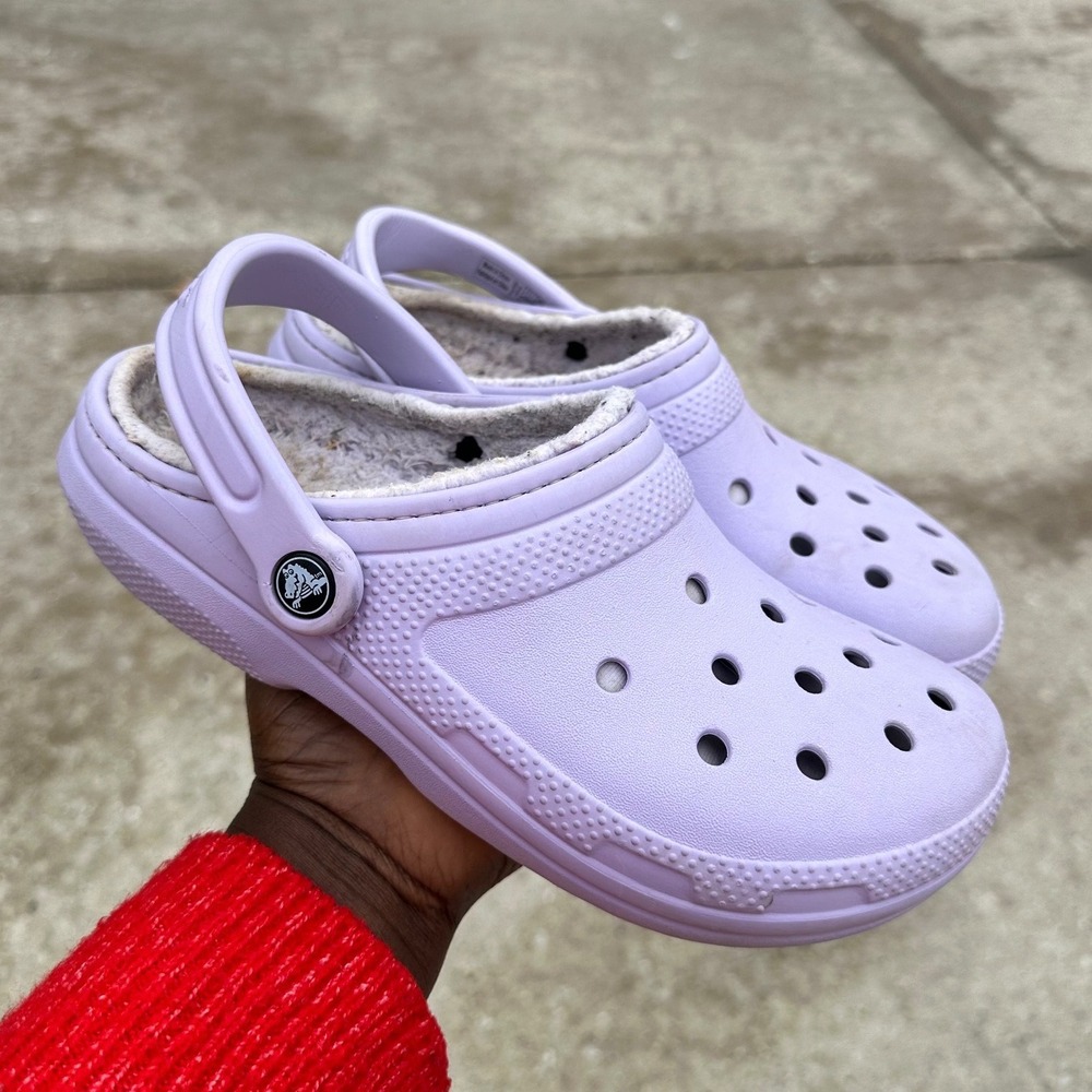 Crocs Classic Lined Adult Clogs Unisex M6 W8 Light Purple Sandals - Picture 9 of 11